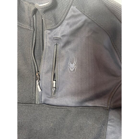 Spyder Mens Black Quarter-Zip Pullover Jacket Size X Polyester Fleece - Picture 16 of 16